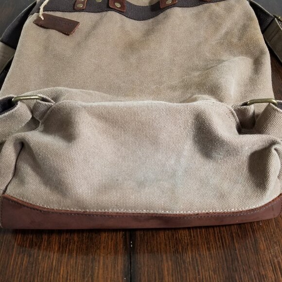 Canvas And Leather Bag Backpack Rucksac Quality Utility Travel Rustic Gorpcore - Picture 13 of 16